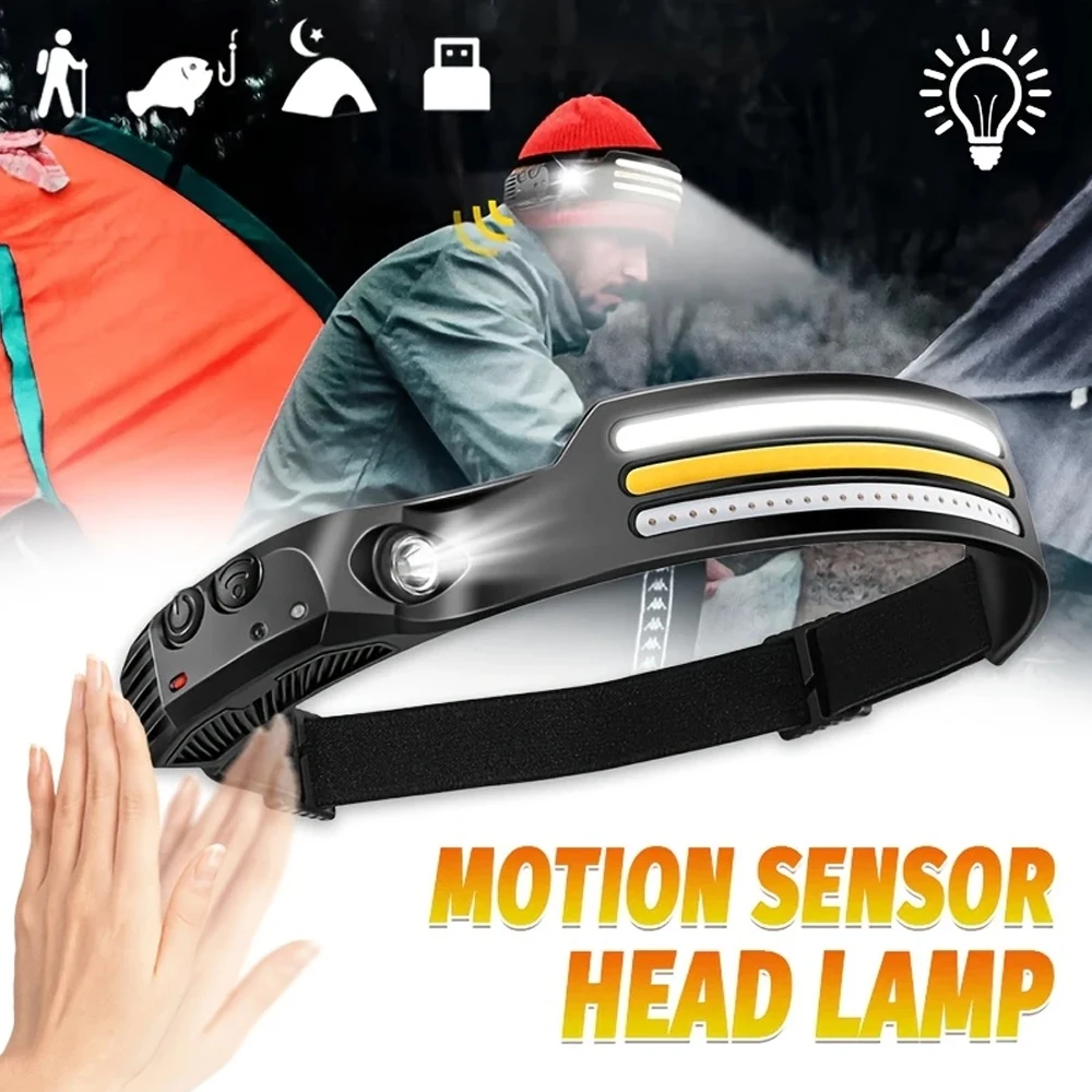 Fishing Headlamp - 충전식 COB LED 유도 전조등 내장