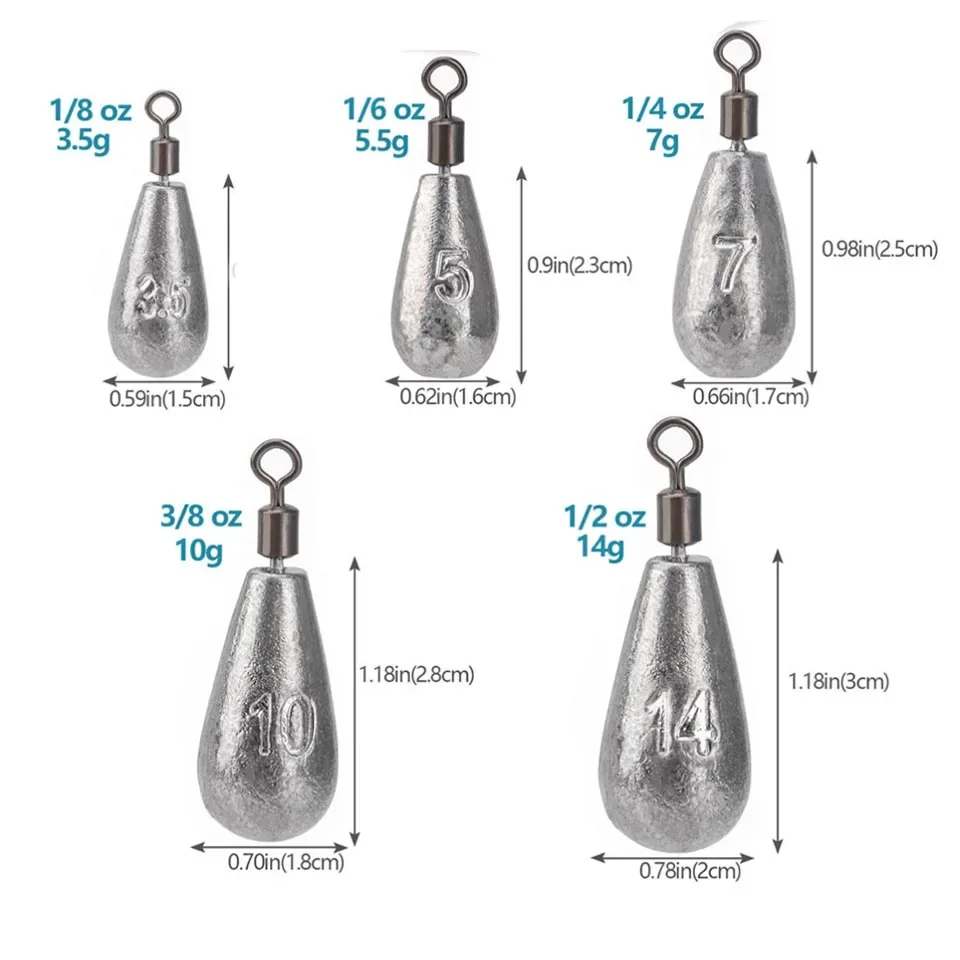 묶음당 10PCs 낚시 무게 봉돌 3.5g 5g 7g  - Fishing Quest 리뷰 및 가격