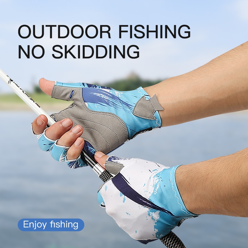 낚시 장갑 남자 여자 반 손가락 미끄럼 방지 자외선 차 - Fishing Equipment In China 리뷰 및 가격