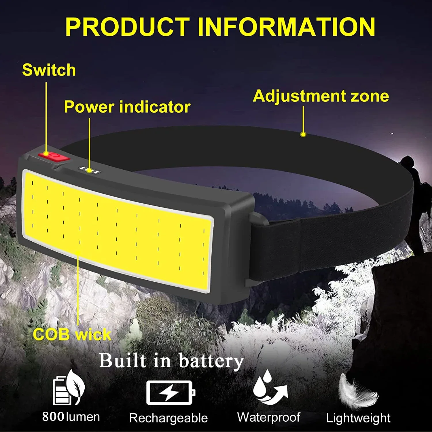 강력한 COB LED 헤드램프 Type-c 충전식 헤드 - Fishing Headlamp 리뷰 및 가격