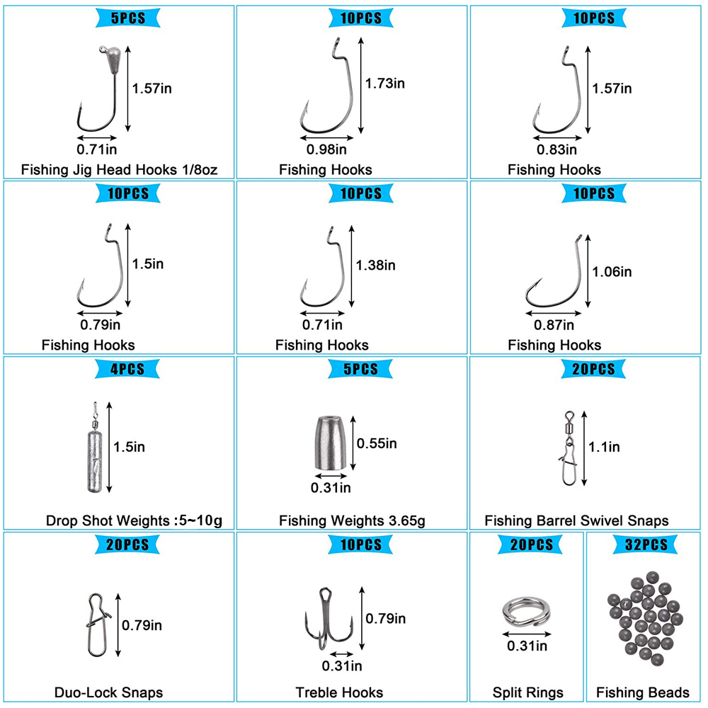 166PCS 낚시 태클 상자 웜 후크를 포함하여 지그  - Fishing Equipment Shop 리뷰 및 가격