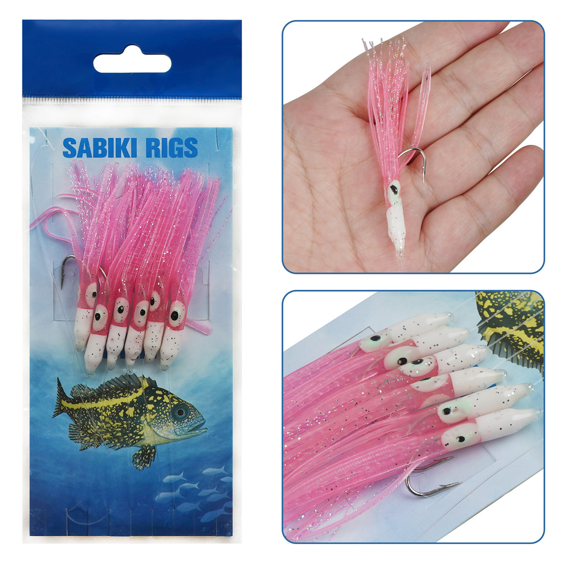 6팩 스트링 낚시 바늘 6-in-1 오징어 스커트 낚시 - Fishing Equipment Shop 리뷰 및 가격