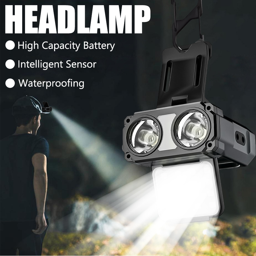 센서 COB LED 헤드램프 캡 클립 라이트 USB 충 - Fishing Headlamp 리뷰 및 가격
